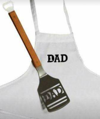 Sportulas are Laser-cut Sport themed Spatulas made of heavy-duty stainless steel, maple handle with bottle-top opener. Custom Aprons,too.