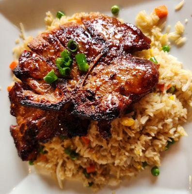 Fried rice with 2 pork chops