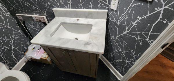 Carrera marble for the powder bath.