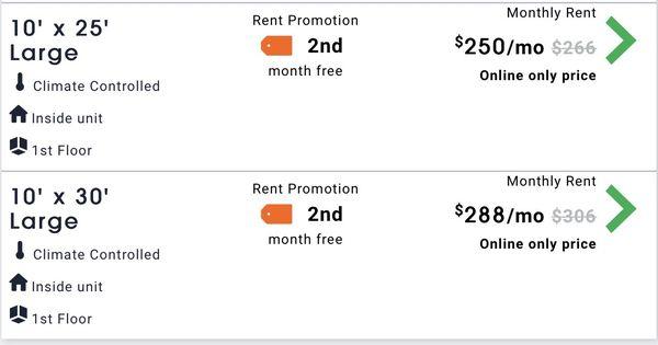 Prices of storage.