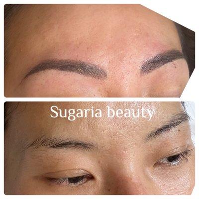 Shading + nano strokes for eyebrows Before and after