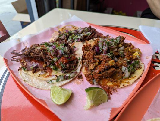 Tacos: Birria and Chorizo