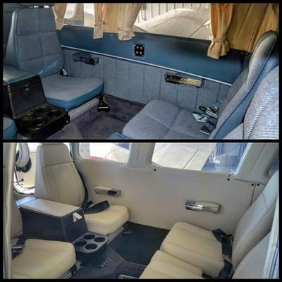 Aircraft interior before/after.