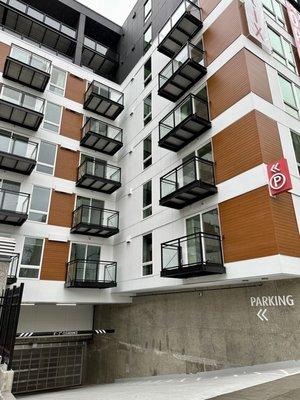 Parking entrance in alley