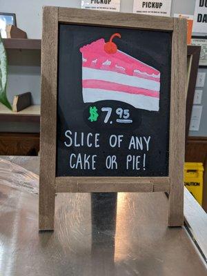 $8 for a slice of cake or pie