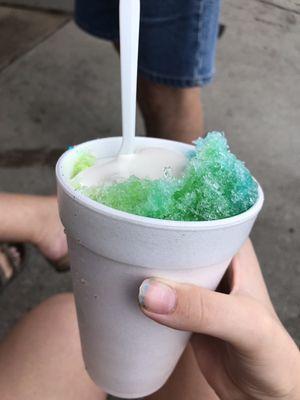 Nerds snowball with marshmallow on top.