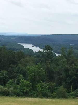 Deck overtop Vineyard overlooks the Susquehanna.