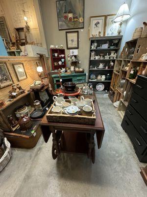 Antique, vintage, upcycled, and repurposed items at Bluebonnets & Peaches booth inside 4 Rivers Antiques, formerly Kelly & Company Antiques.