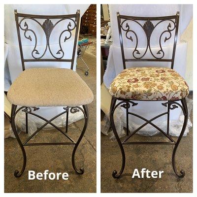 One of 4 reupholstered barstools