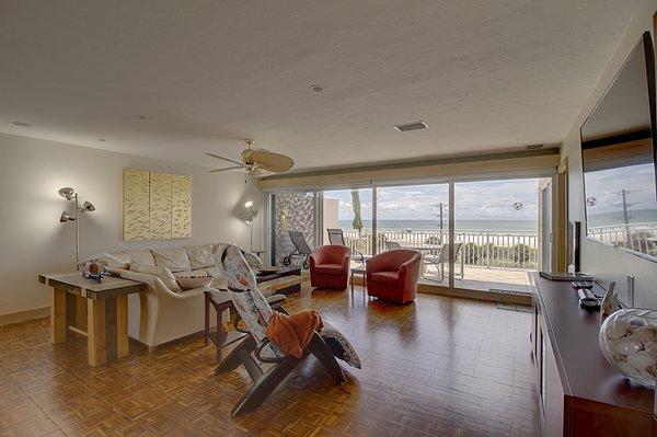 View from living room to beach