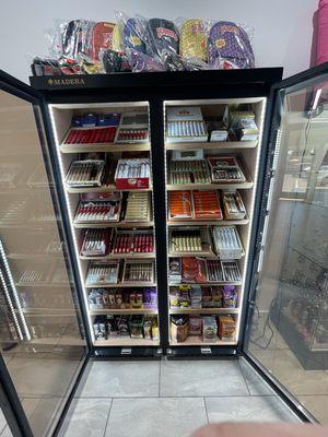 Humidor full of the best quality cigars, backwoods, and leaves