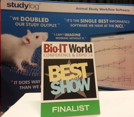 Studylog Animal Study Workflow Software was named a Best of Show Finalist At the BIo-IT World Conference & Expo.