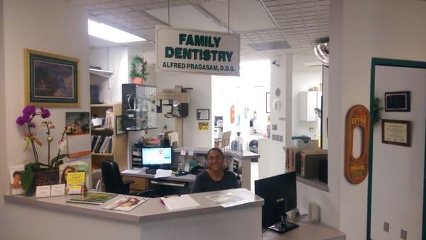 Front desk with friendly staff.