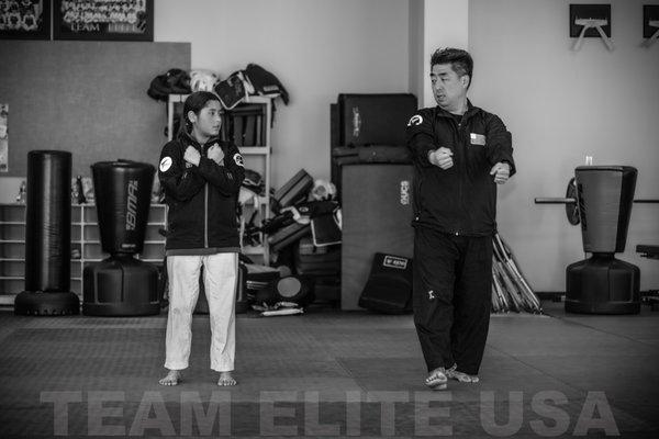 Poomsae training at La Palma on April 15th, 2023.