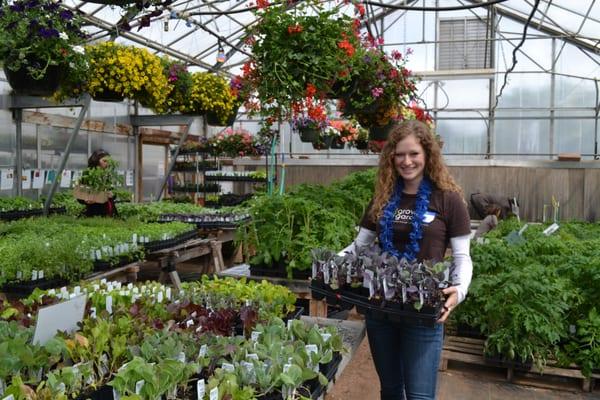 We plant by hand thousands of organic seeds with help from volunteers and are grown right in our greenhouses.