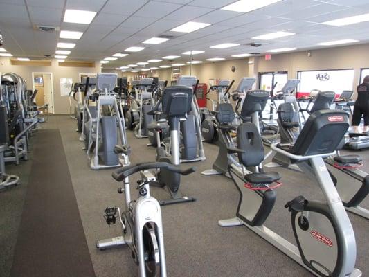 Cardio equipment includes stationary bikes, ellipticals, treadmills, stepmills, stair steppers, arc trainers and rower.