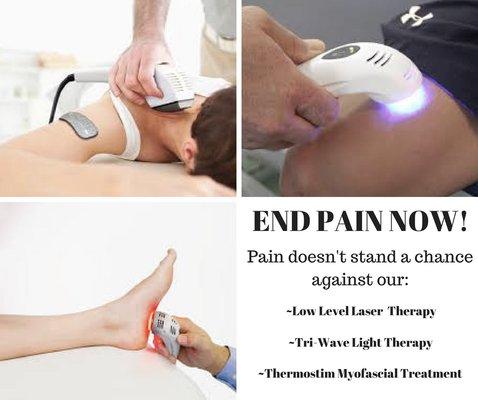 Low level laser light therapy and ThermoStim therapy