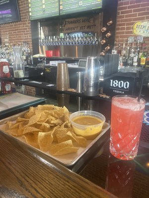 Chips & Queso. cocktail.