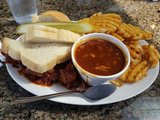 Burnt end dinner platter. $11