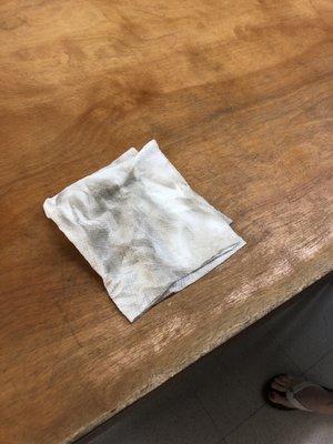 This is the dirt I wiped off of the clothes folding table.