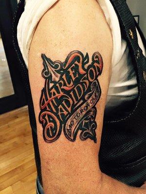 Harley Davidson cover up tattoo by Ben Lashley