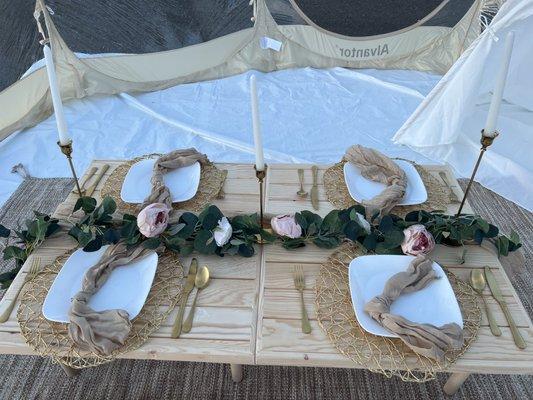 These are the picnic tables inside the gazebo.