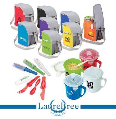 3-Piece Lunch Cooler Kit: Cooler, lunch cup and reusable utensils can all be imprinted with your company logo