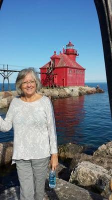 My sister from Michigan visiting and taking in the sites along Lake Michigan.