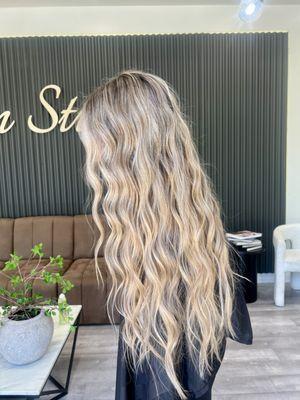 rooted dimensional blonde