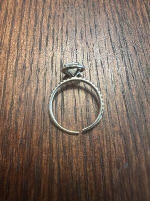 Broken band on engagement ring