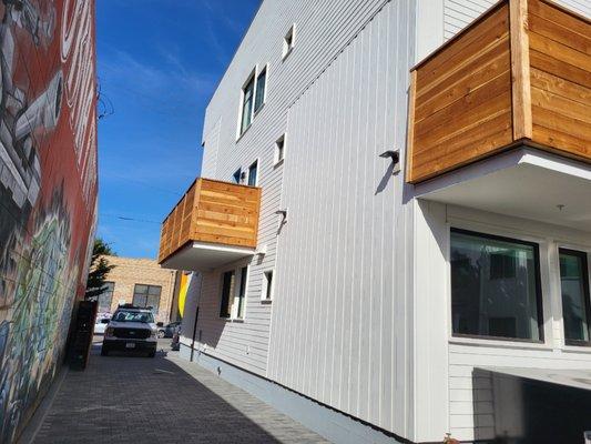 Horizontal wood style balcony