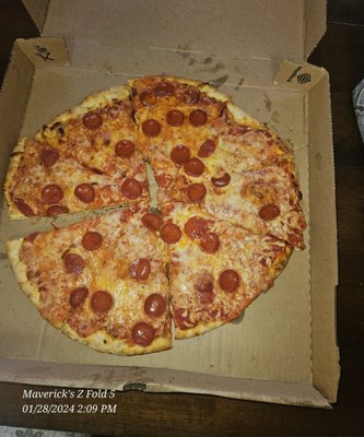 Large pepperoni pizza, $23 1/28/24.