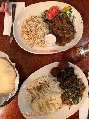 Lamb Shwarma and Vegetarian Mezza Platter (Cold starter)  SO SO TASTY AND FRESH. Every bite was good.