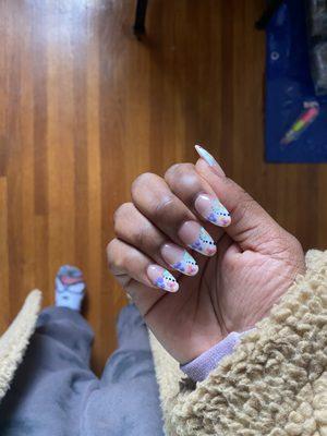 Oval shaped floral nails