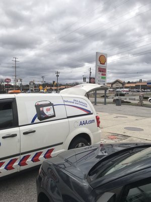 When you have to call AAA to fix a flat in the service station parking lot the place has serious issues.