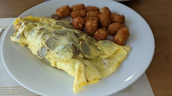 Light Omelette and tater tots