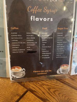 Coffee syrup flavors