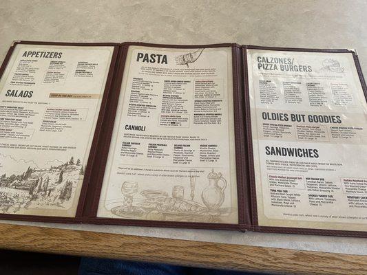 The menu.