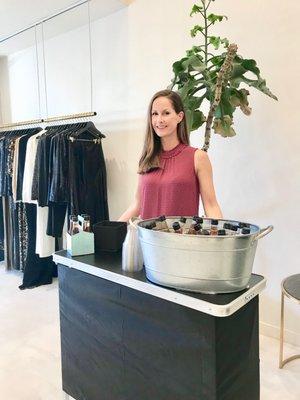 Our bartender poured wine and champagne at a Grand Opening for a clothing boutique.