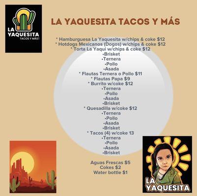 La Yaquesita Menu