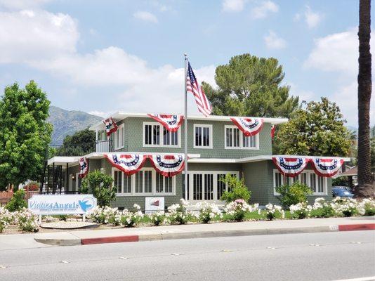 Our beautiful office decorated for Memorial Day and 4th of July