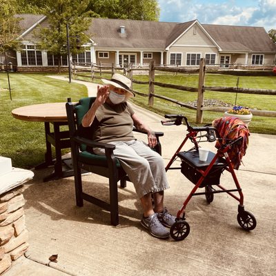 Our residents enjoy time outdoors in the courtyard