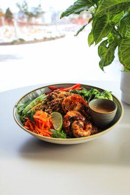 Grilled Shrimp Soba noodle bowl