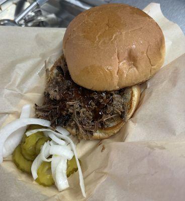 Chopped brisket sandwich