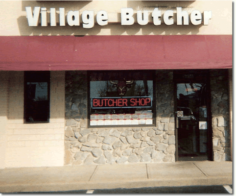 Storefront of the Village Butcher in Hilltop