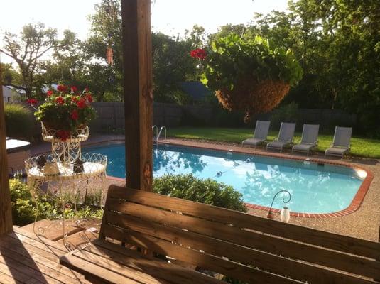 Our in-ground pool and outdoor hot tub