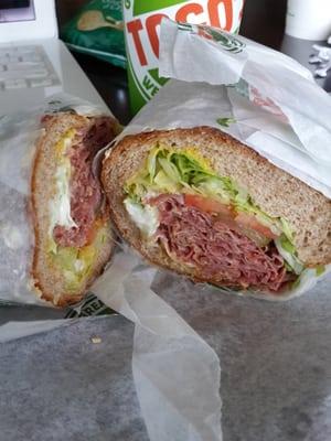 #9 Pastrami on wheat (regular size $6.50)