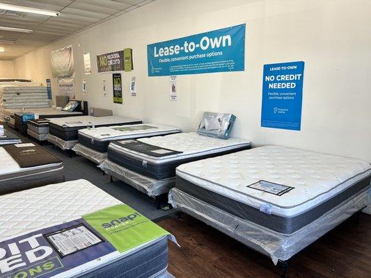 Mattresses on display of all kinds. Soft, firm, med firm, med plush. Memory foam, gel foam, hybrids, inner spring and much more!!