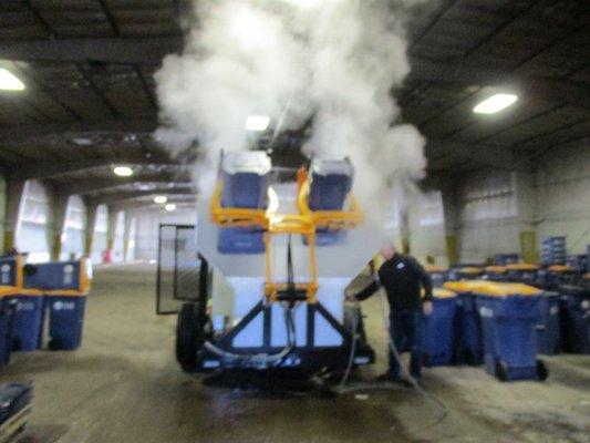 Cleaning and sanitizing trash cans