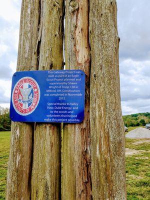 The gateway was constructed by Scouts as an Eagle project!